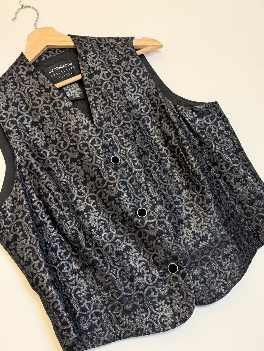 Liz Claiborne Vintage Brocade Vest Petite Size 12